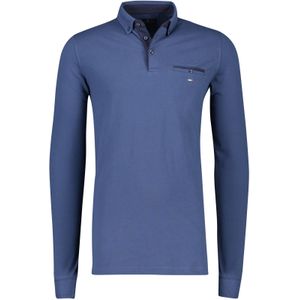 Blauw poloshirt Portofino extra lange mouwen Modern Fit