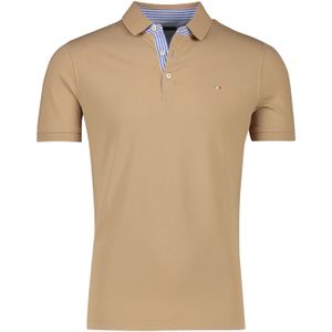 Portofino 3-knoops poloshirt beige korte mouw katoen