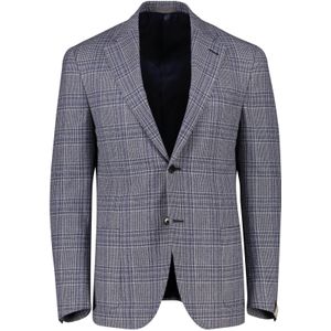 Blauw geruit Corneliani colbert normale fit zijde borstzak