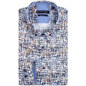 Giordano casual overhemd wijde fit blauwe print katoen