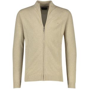 Portofino vest extra lang opstaande kraag beige rits effen katoen