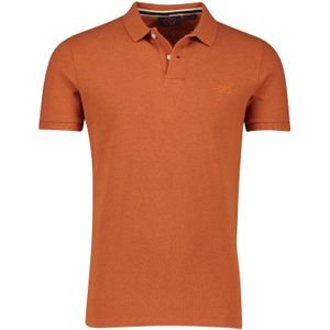 Superdry polo effen oranje slim fit katoen