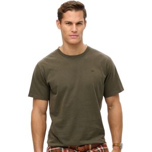 Superdry T-shirt donkergroen effen ronde hals katoen