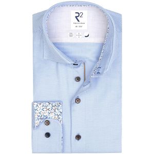 R2 business overhemd slim fit blauw geprint