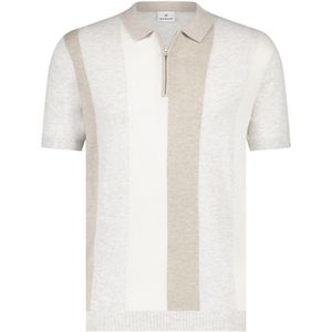 Blue Industry polo met rits beige gestreept