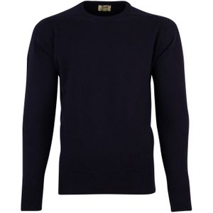 William Lockie lamswollen trui navy ronde hals