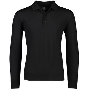 Paul & Shark merino polo lange mouw zwart