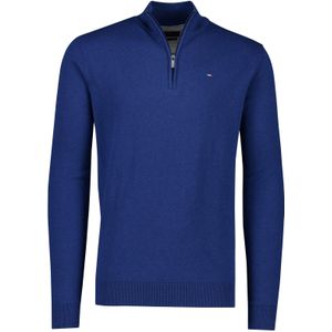 Portofino sweater half zip effen donkerblauw katoen