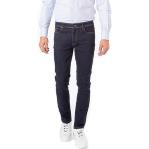 Hiltl jeans Tecade donkerblauw effen denim, stretch en cashmere blend