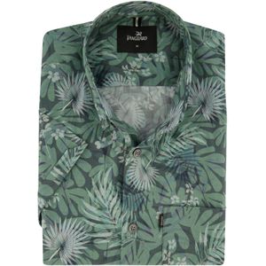 Vanguard korte mouw overhemd groen geprint borstzak