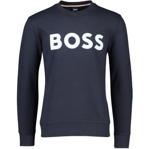 Hugo Boss sweater ronde hals donkerblauw effen katoen