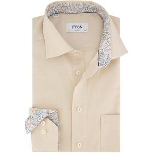 Eton business overhemd normale fit beige effen