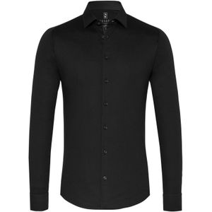 Zwart Desoto business overhemd slim fit effen katoen