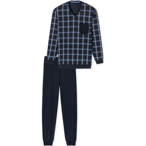 Schiesser Comfort Nightwear pyjama donkerblauw geruit