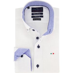 Portofino overhemd mouwlengte 7 Tailored Fit wit linnen