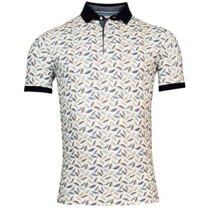 baileys polo blauw/beige geprint katoen