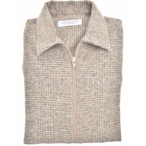 John Miller - Overshirt - Beige - Geruit - Wijde Fit - 54% Acryl 24% Wol 22% Polyester