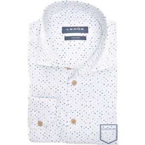 Ledub overhemd normale fit wit geprint katoen wide spread