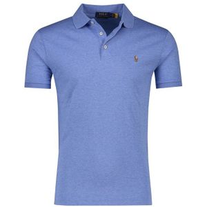 Polo Ralph Lauren polo custom slim fit blauw effen katoen met logo