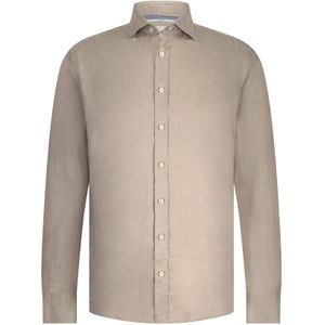 State of Art regular fit overhemd bruin linnen