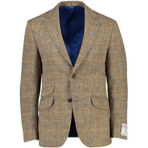 Wellington of Bilmore colbert beige geruit wol slim fit