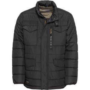 Camel Active winterjas zwart effen rits + knoop wijde fit