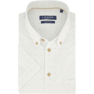 Ledub overhemd korte mouw Modern Fit New normale fit wit geprint borstzak