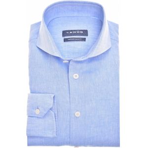 Ledub business overhemd normale fit lichtblauw effen linnen cutaway boord