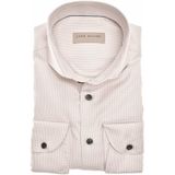 John Miller business overhemd normale fit beige geruit katoen strijkvrij