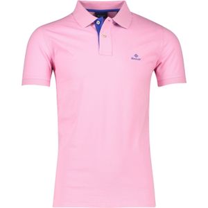 Gant polo normale fit roze met blauw effen katoen