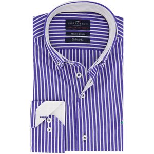 Portofino casual overhemd normale fit blauw wit gestreept katoen