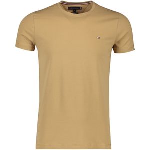 Tommy Hilfiger t-shirt bruin extra slim fit katoen