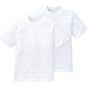 Schiesser katoenen t-shirt wit ronde hals 2-pack