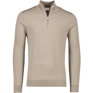 Profuomo sweater half zip effen bruin