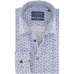 Ledub business overhemd  slim fit blauw bloemenprint katoen