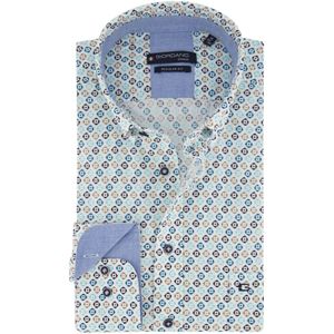 Giordano casual overhemd normale fit blauw geprint katoen met borstzak