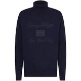 Tommy Hilfiger coltrui opdruk donkerblauw katoen normale fit