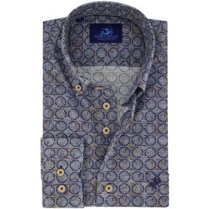 Katoenen Eden Valley casual overhemd wijde fit blauw geprint