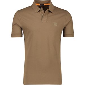 BOSS polo effen bruin slim fit katoen