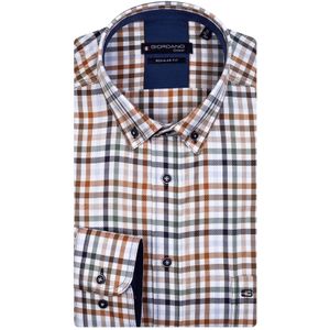 Giordano casual overhemd wijde fit oranje geruit katoen button-down boord