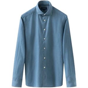 Eton overhemd effen blauw Lightweight Denim slim fit