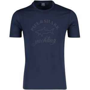 Paul & Shark t-shirt o-hals logo print donkerblauw