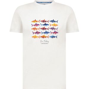 A Fish Named Fred t-shirt wit geprint katoenen