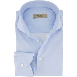 Katoenen John Miller overhemd mouwlengte 7 Tailored Fit lichtblauw