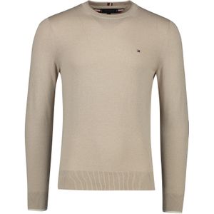 Katoenen Tommy Hilfiger trui taupe ronde hals