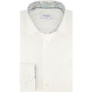 Eton business Classic Fit overhemd wijde fit wit effen met borstzak