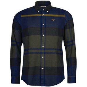 Barbour casual katoenen overhemd normale fit blauw geruit