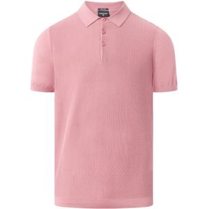 Strellson poloshirt 3 knoops normale fit roze effen katoen