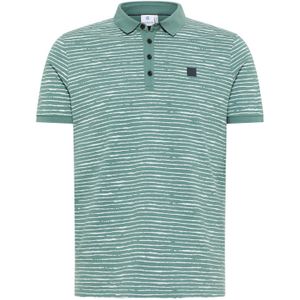 Blue Industry polo slim fit groen gestreept 4 knoops katoen