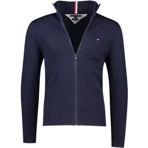 Heren vest Tommy Hilfiger opstaande kraag donkerblauw rits effen katoen